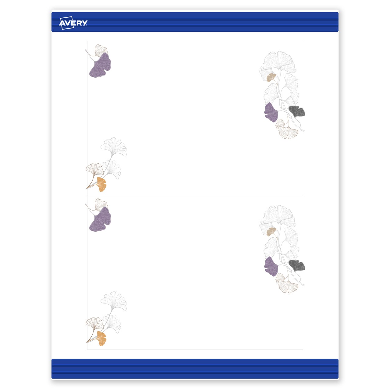 Avery Printable Rectangle Invitation Cards with Sure Feed Technology, Pre-Printed Silver Metallic with Gingko Leaves Design, Matte White, 5" x 7", Laser & Inkjet Compatible, 20 Total